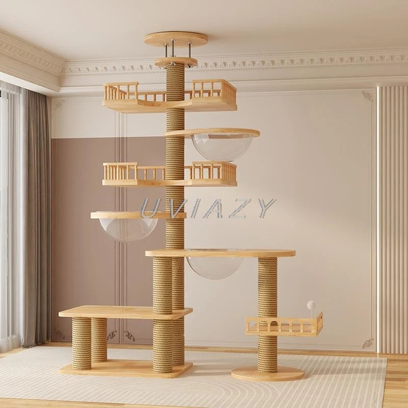 Floor-to-Ceiling Cat Tree Wood