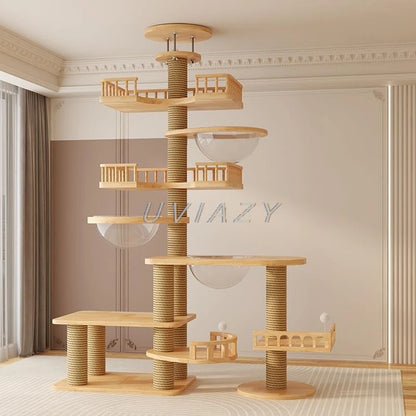 Floor-to-Ceiling Cat Tree Wood