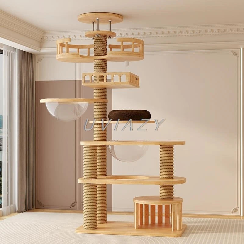 Floor-to-Ceiling Cat Tree Wood