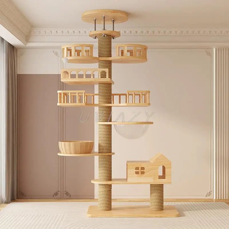 Floor-to-Ceiling Cat Tree Wood
