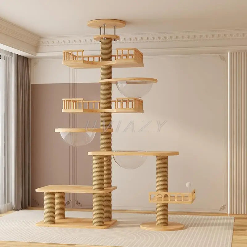 Floor-to-Ceiling Cat Tree Wood