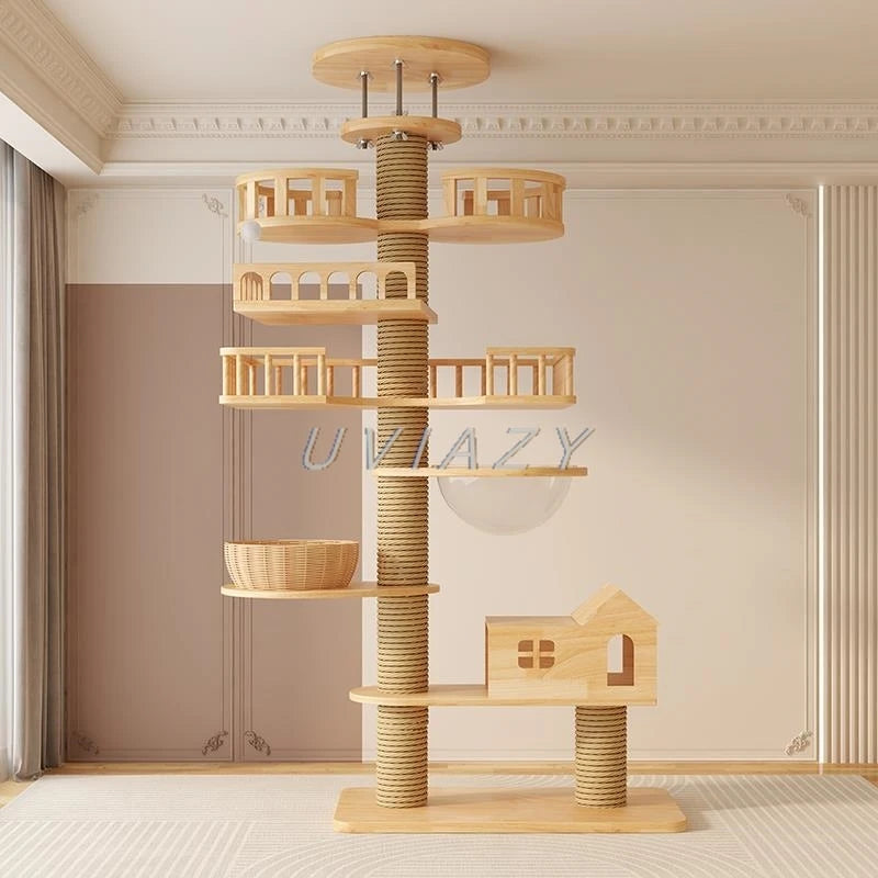 Floor-to-Ceiling Cat Tree Wood
