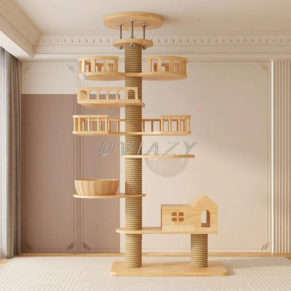 Floor-to-Ceiling Cat Tree Wood