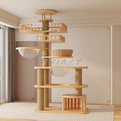 Floor-to-Ceiling Cat Tree Wood