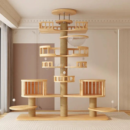 Floor-to-Ceiling Cat Tree Wood